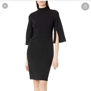Calvin Klein Womens Black Mock Neck Dress Sz 2